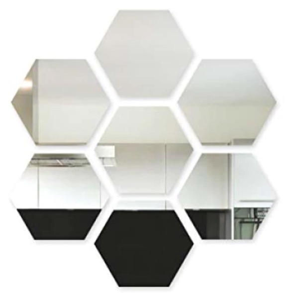 Set 10 Oglinzi Design Hexagon MARI 20×20 – Oglinzi Decorative Acrilice Cristal – Diamant – Fagure 10 bucati/set